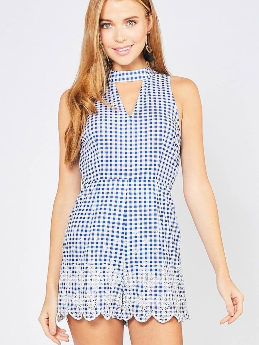 Blue and White Ladies Romper